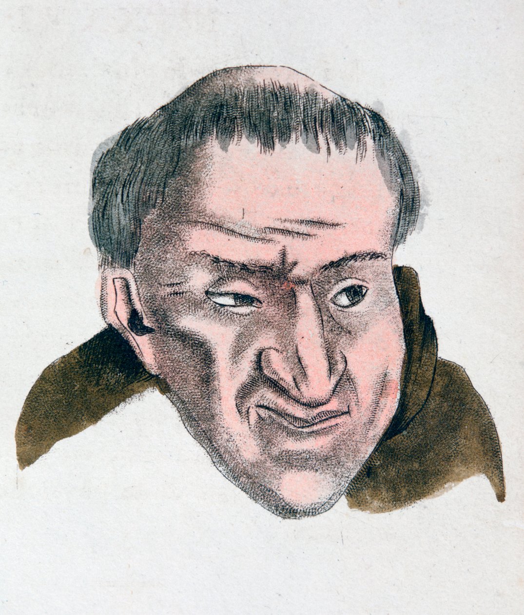 Rysy twarzy zdradzającej, zwodniczej, porywczej osoby, 1808 autorstwa Johann Kaspar Lavater