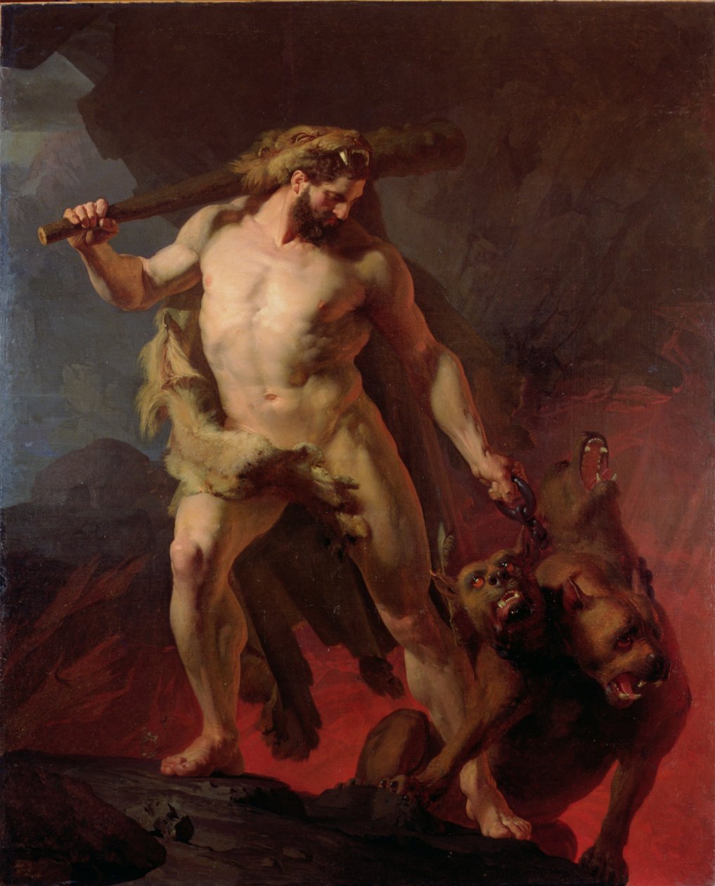 Herkules usuwa Cerberusa z bram piekielnych, 1855 autorstwa Johann Koler