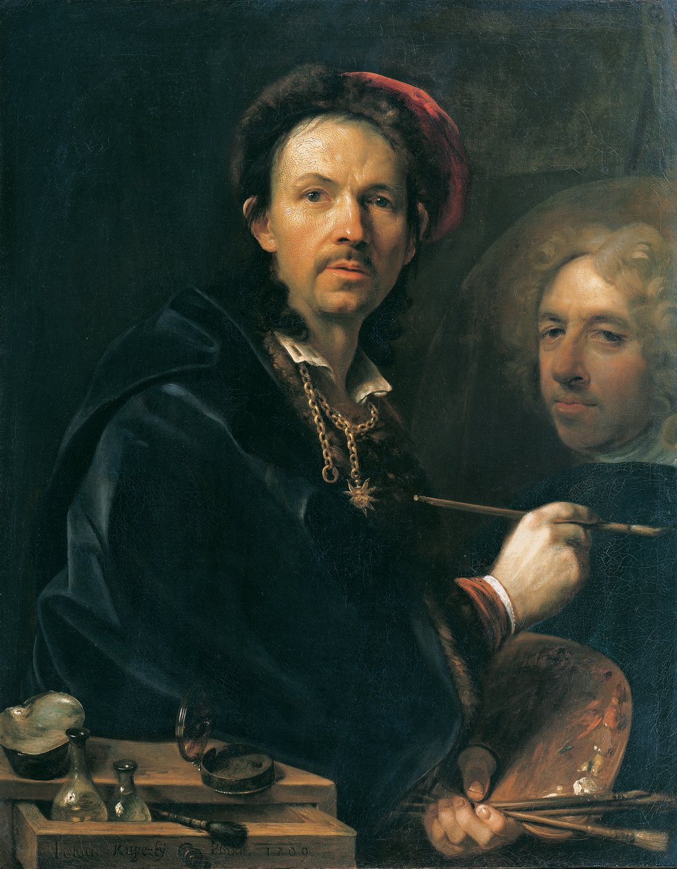 Autoportret przy sztalugach autorstwa Johann Kupetzky