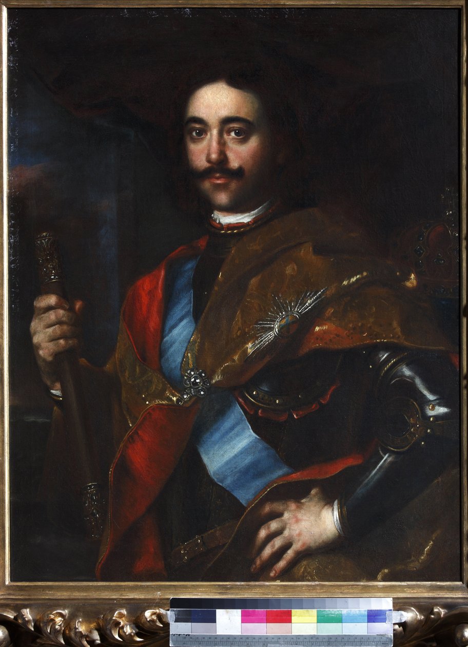 Portret cesarza Piotra I Wielkiego (1672-1725) - Jan (Johann) Kupecky (Kupetzky) (1667-1740). olej na płótnie autorstwa Johann Kupetzky