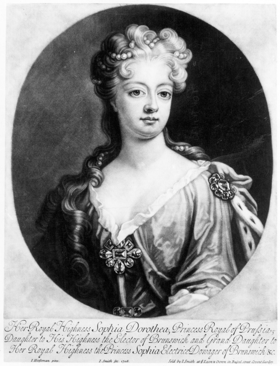 Sophia Dorothea, królowa Prus, rytowana przez Johna Smitha, 1706 autorstwa Johann Leonhard Hirschmann