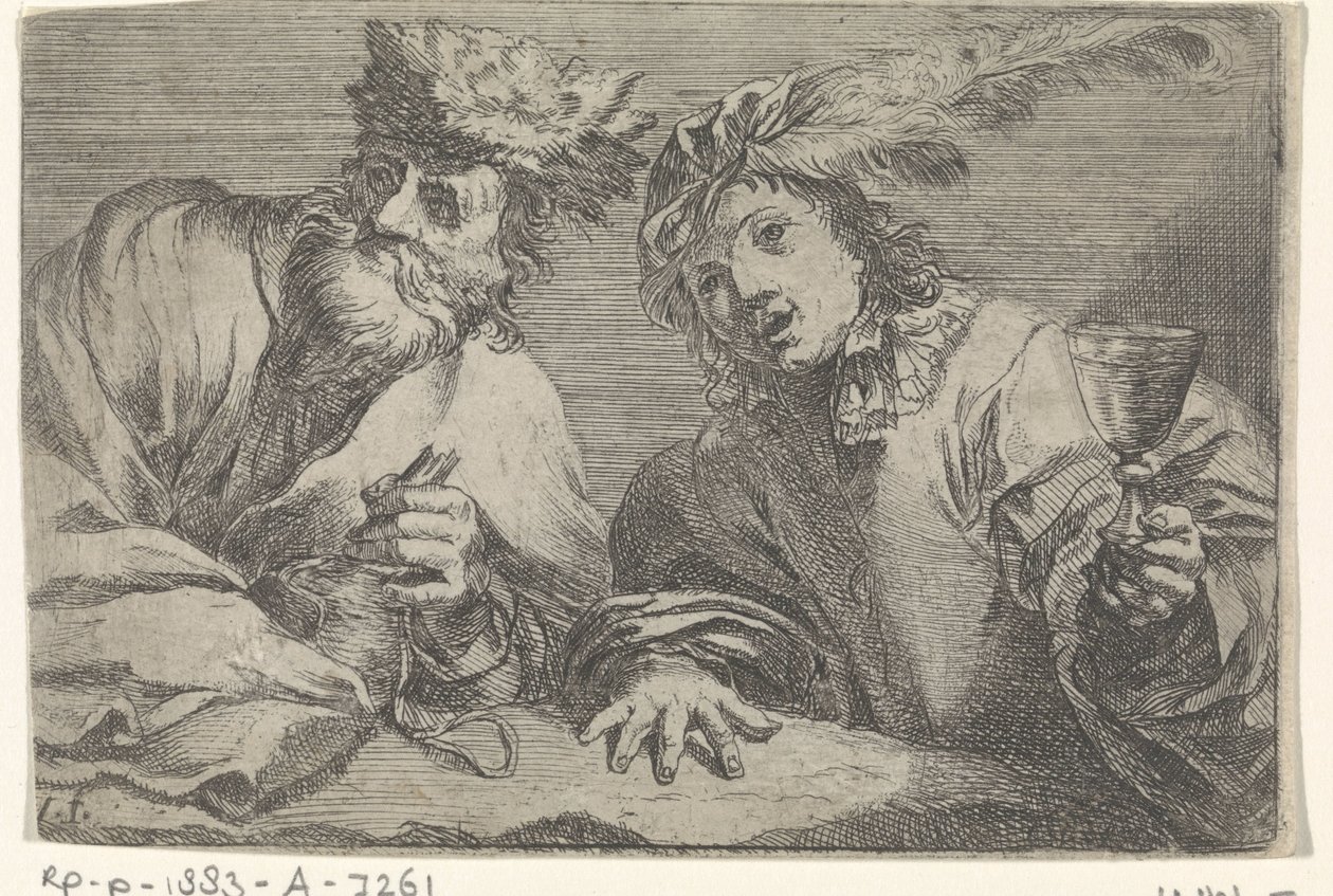 Stary i młody mężczyzna przy stole autorstwa Johann Liss