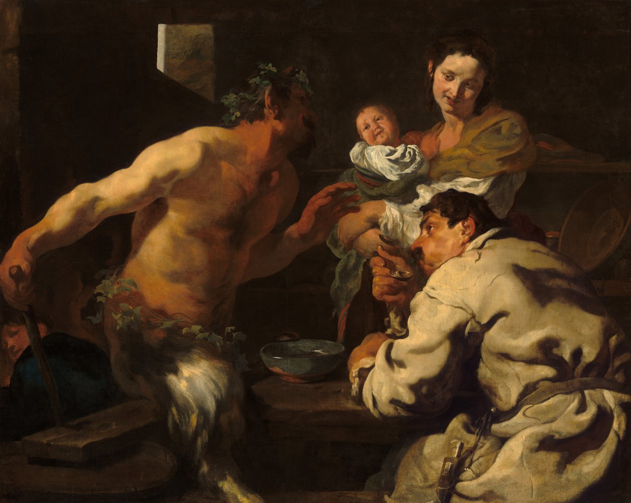 Satyr i Chłop, być może ok. 16231626. autorstwa Johann Liss