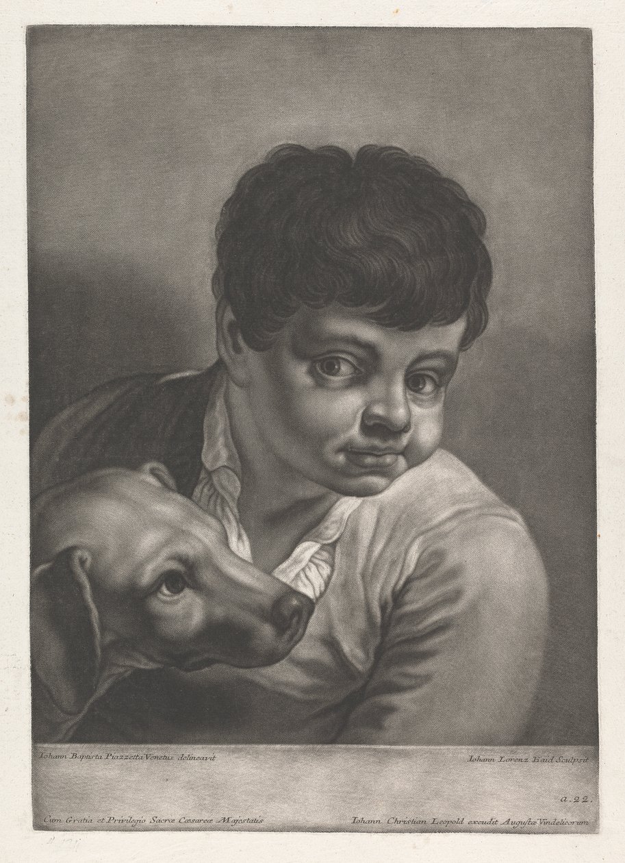 Portret chłopca i psa autorstwa Johann Lorenz Haid