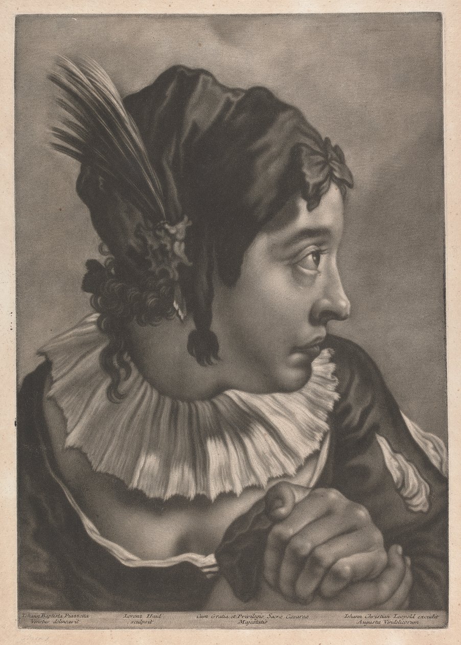Portret kobiety ubranej w pióro autorstwa Johann Lorenz Haid