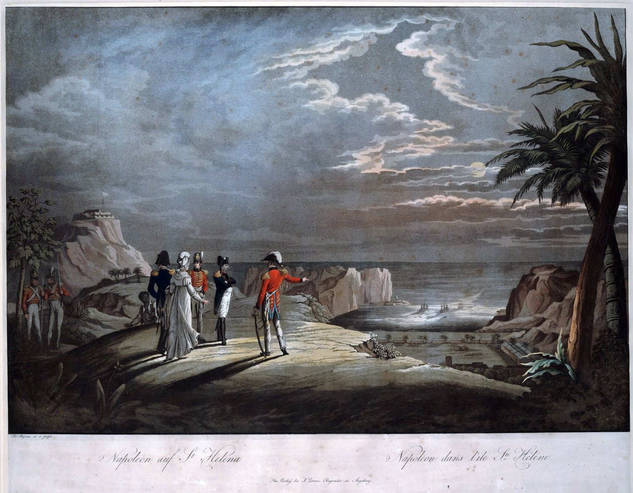Napoleon Bonaparte na wyspie Świętej Heleny - Rugendas, Johann Lorenz, młodszy (1775-1826) - Aquatint - 47x58 - Kolekcja prywatna autorstwa Johann Lorenz Rugendas