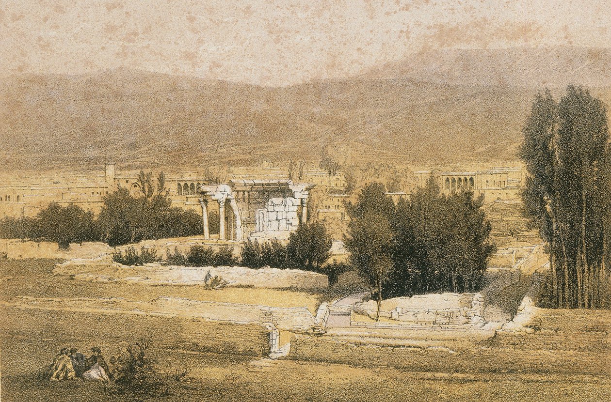 Baalbek. Akwaforta Bernatza et alii - Steinkopk J.F. Redaktor autorstwa Johann Martin Bernatz