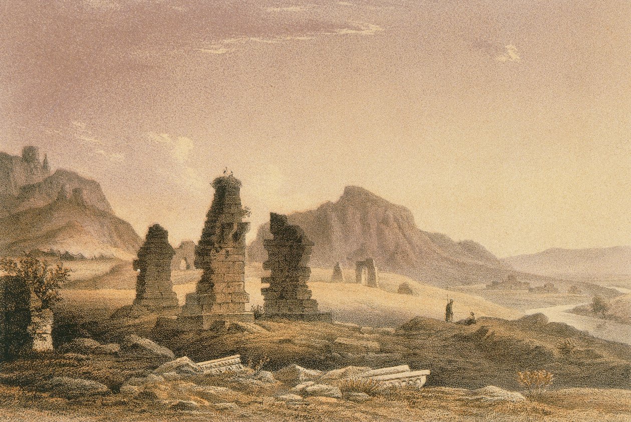 Okolice Sardes. Akwaforta Bernatza et alii - Steinkopk J.F. Redaktor autorstwa Johann Martin Bernatz