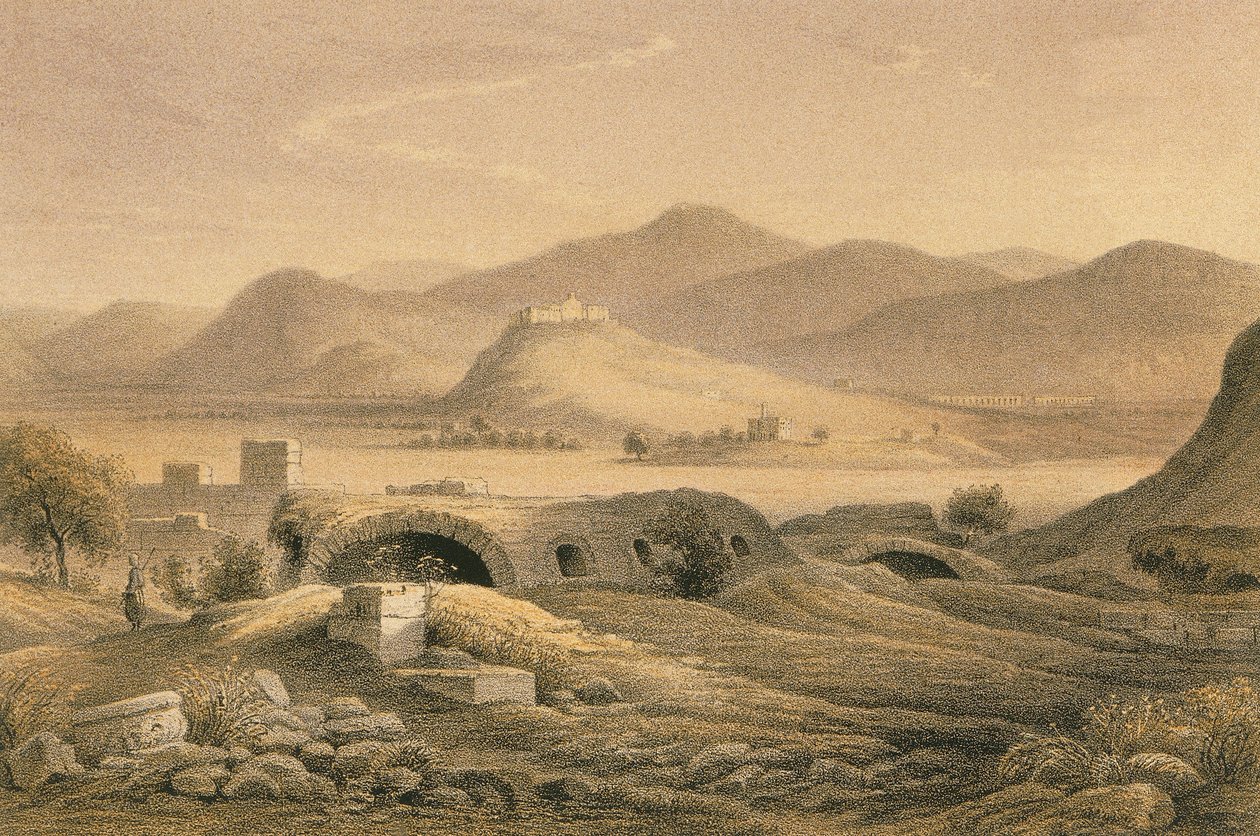 Widok na Efez. Akwaforta Bernatza et alii - Steinkopk J.F. Editore autorstwa Johann Martin Bernatz