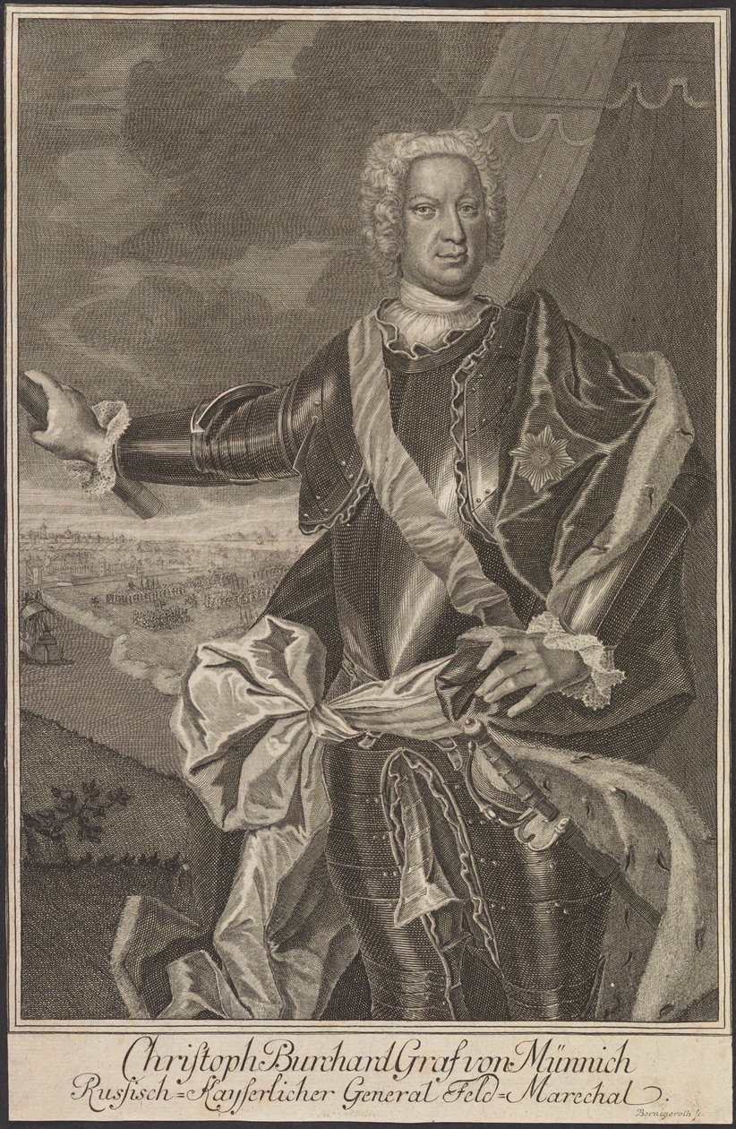 Portret hrabiego Burkharda Christopha von Munnicha 1683-1767. autorstwa Johann Martin Bernigeroth
