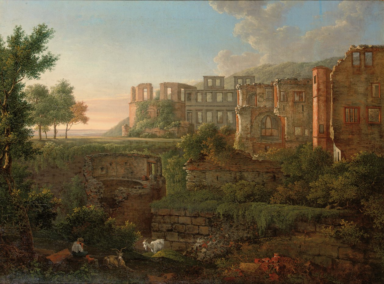 Widok Capriccio na ruiny zamku w Heidelbergu autorstwa Johann Martin von Rohden