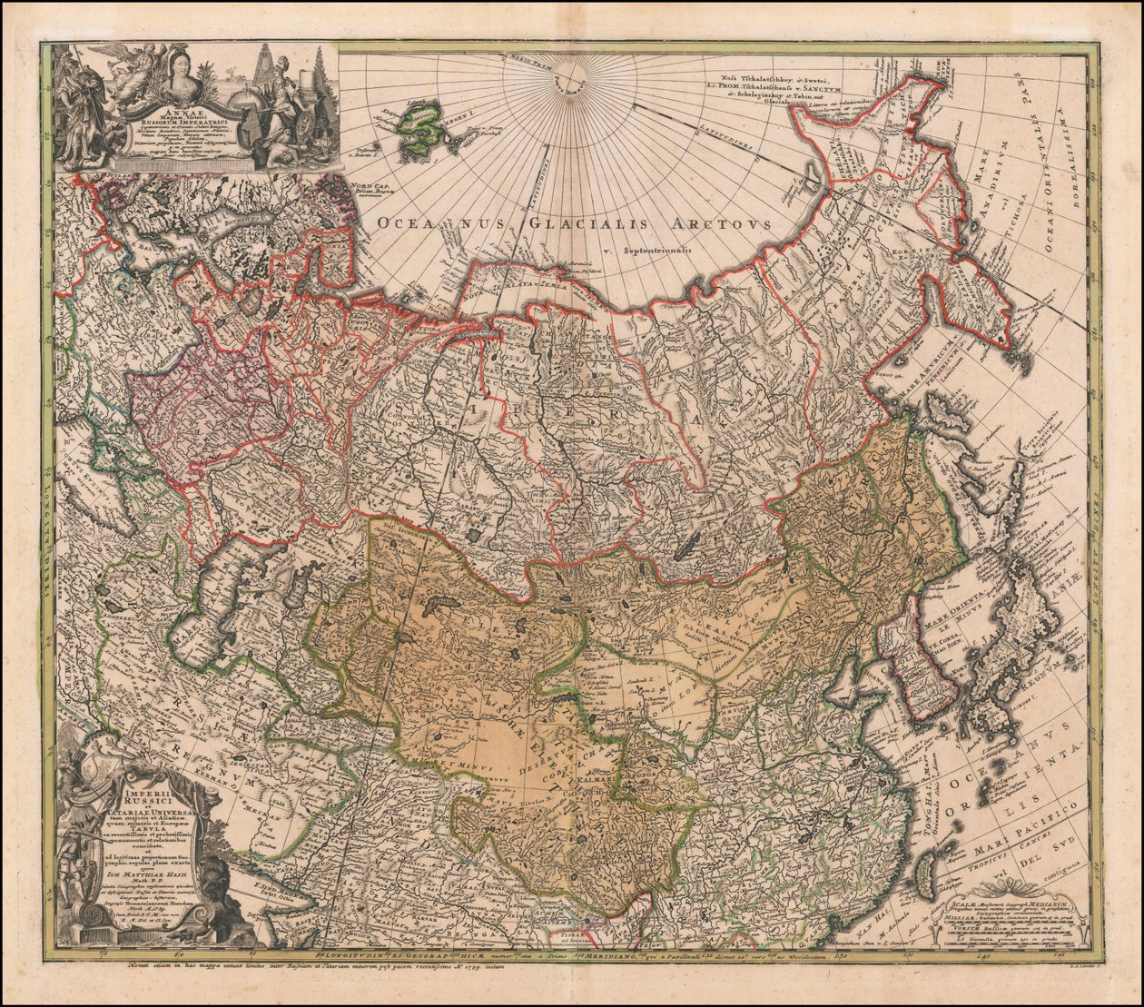 Mapa Rosji i Tatarii z 1739 r. autorstwa Johanna Matthiasa Hase