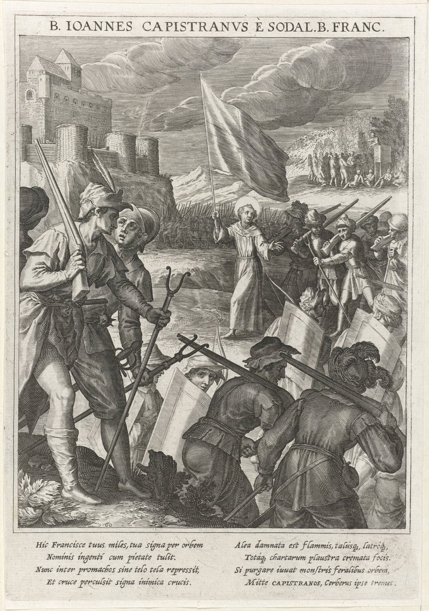 Św. Jan Kapistrano przewodzi siłom chrześcijańskim podczas oblężenia Belgradu, 1615 autorstwa Johann Matthias Kager