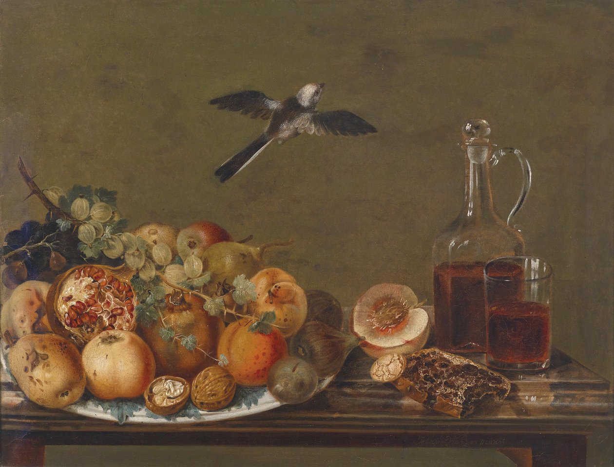Martwa natura z figami i jabłkami autorstwa Johann Matthias Wurzer
