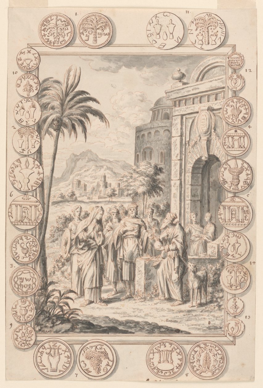 Studium dla Abimelech Reproveth Sarah, tablica 81, Physica Sacra autorstwa Johann Melchior Füssli