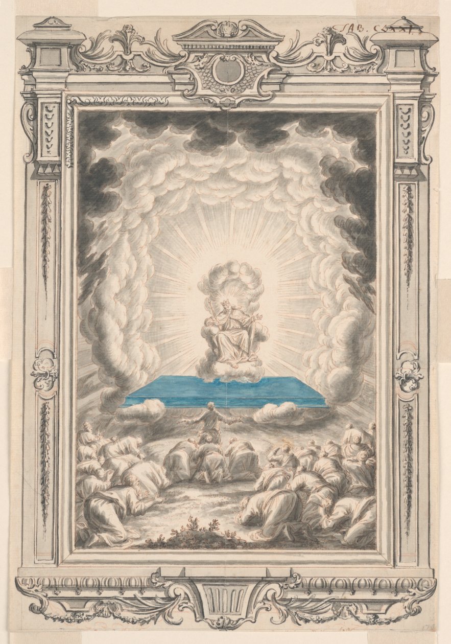 Studium Boga ukazuje się Mojżeszowi i jego towarzyszom, ilustracja 171, Physica Sacra autorstwa Johann Melchior Füssli