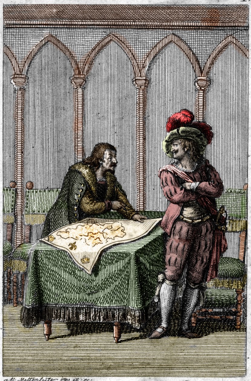 Cesarz Albert I z Habsburga (1255-1308) studiujący mapę Francji w czasie konfliktu między papieżem Bonifacem VIII a królem Francji Filipem IV autorstwa Johann Michael Mettenleiter