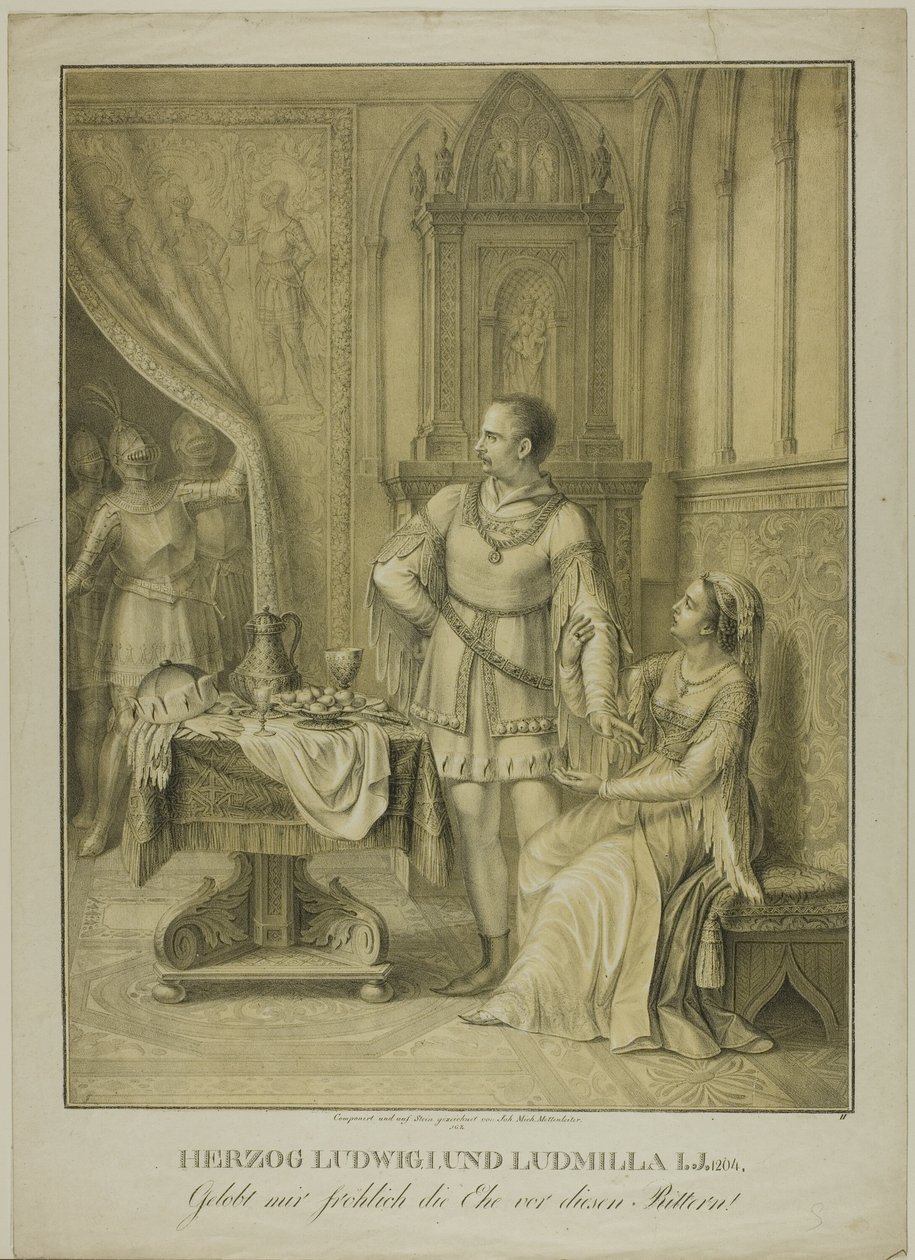 Książę Ludwik I i Ludmiła autorstwa Johann Michael Mettenleiter