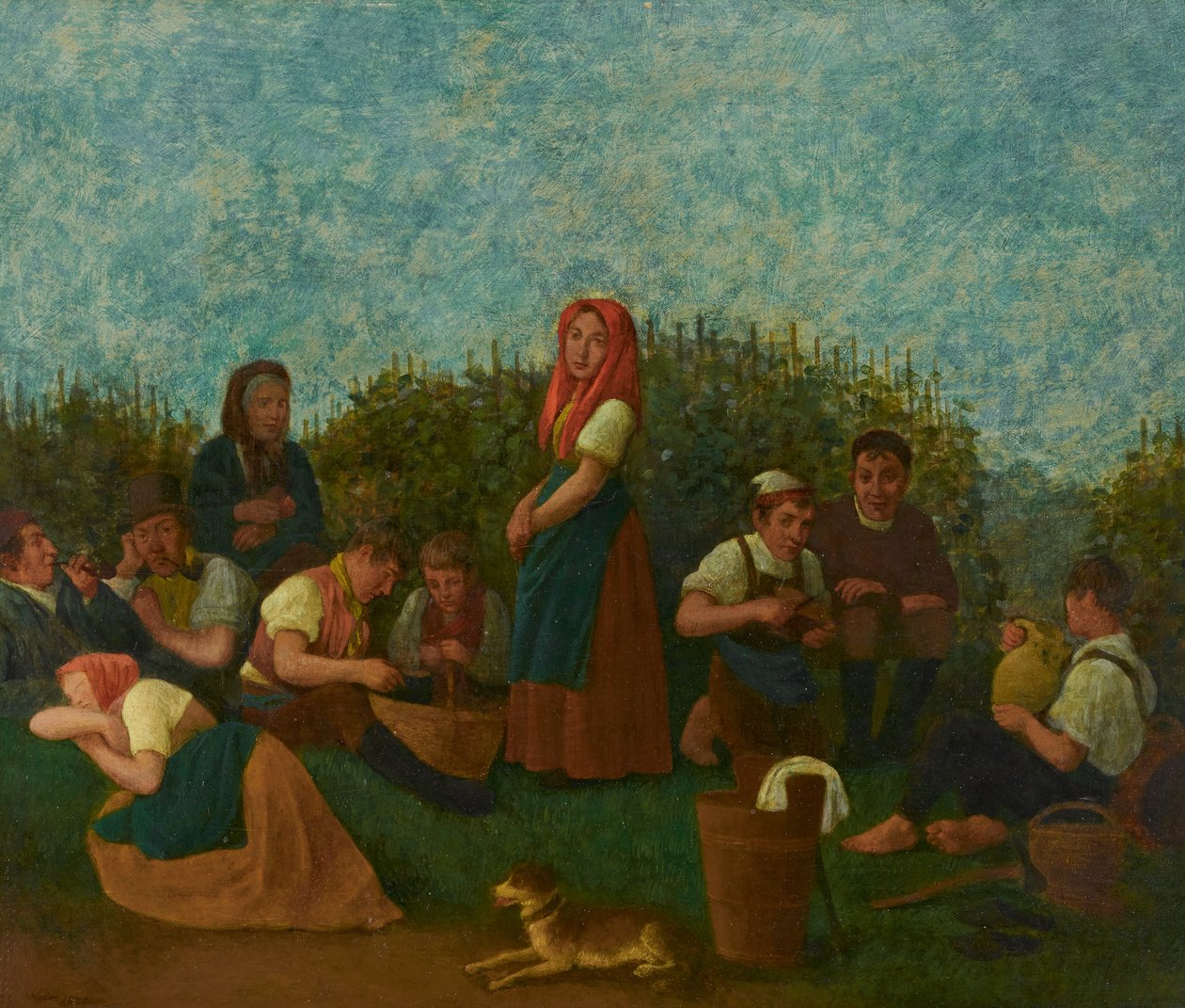 Odpoczynek w winnicy (rodzina Schreiber) autorstwa Johann Michael Neder