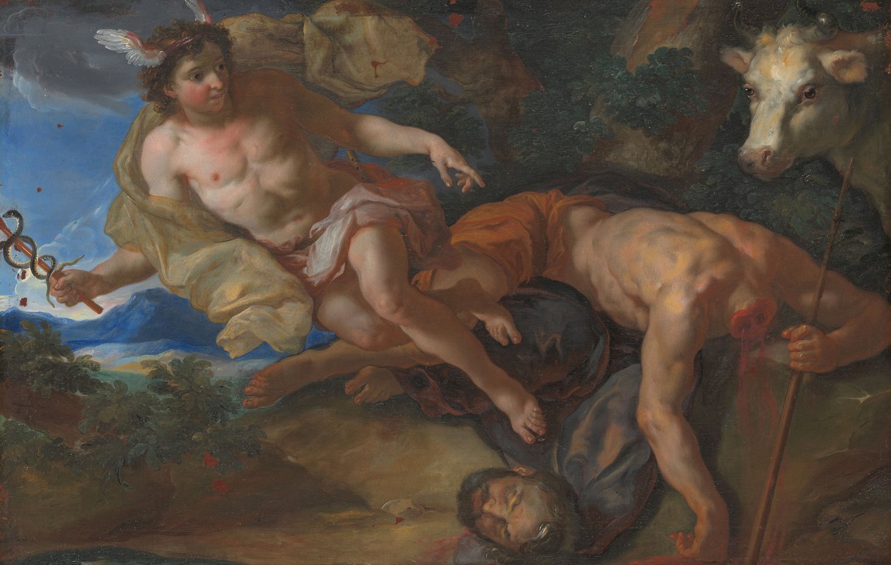 Merkury ratuje przebranego Io po ścięciu Argusa, ok. 1690-95 (olej na płótnie) autorstwa Johann Michael Rottmayr