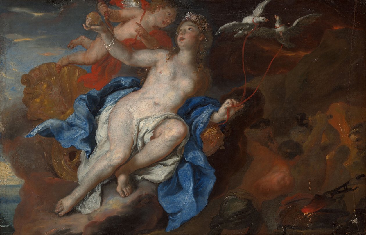 Wenus i Kupidyn w kuźni Wulkana, ok. 1690-95 (olej na płótnie) autorstwa Johann Michael Rottmayr