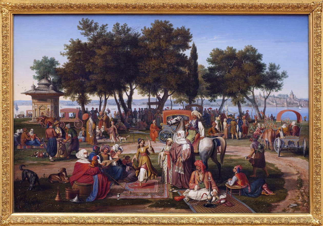 Słodkowodna Azja a Konstantynopol (dzisiejszy Stambuł, Turcja). Obraz Johanna Michaela Wittmera (1802-1880), olej na płótnie autorstwa Johann Michael Wittmer