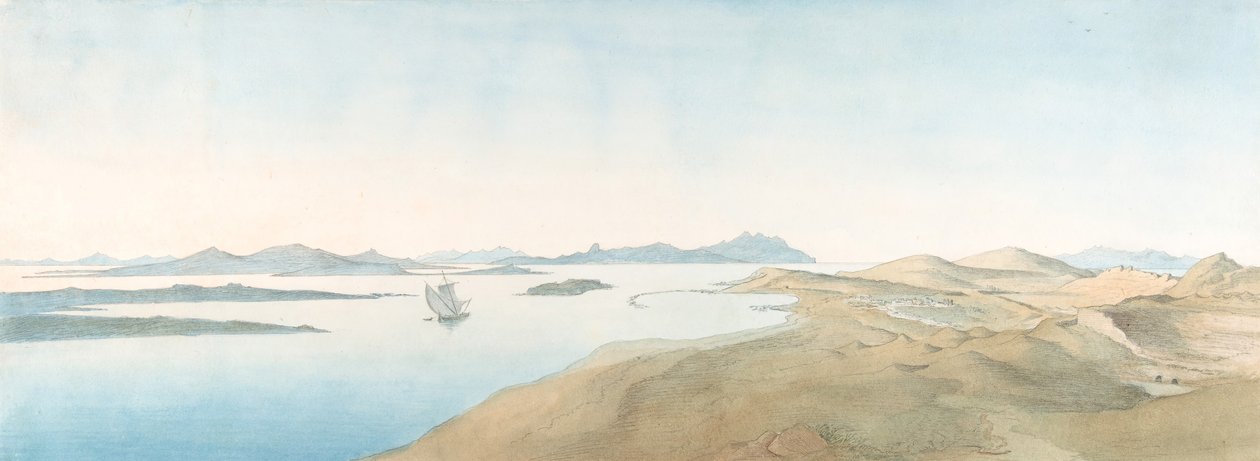Panorama Widok na wyspy Delos, początek XIX i koniec XIX wieku. autorstwa Johann Michael Wittmer