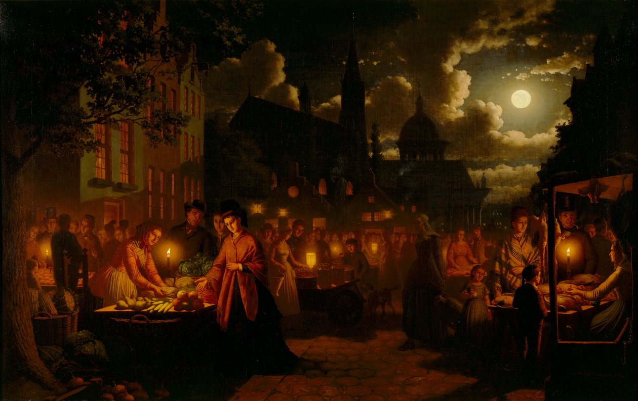 Targ w świetle księżyca, 1874 autorstwa Johann Mongels Culverhouse