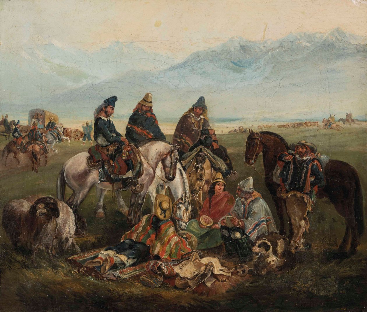 Hiszpański: Huasos maulinos Huasos z regionu Maule autorstwa Johann Moritz Rugendas