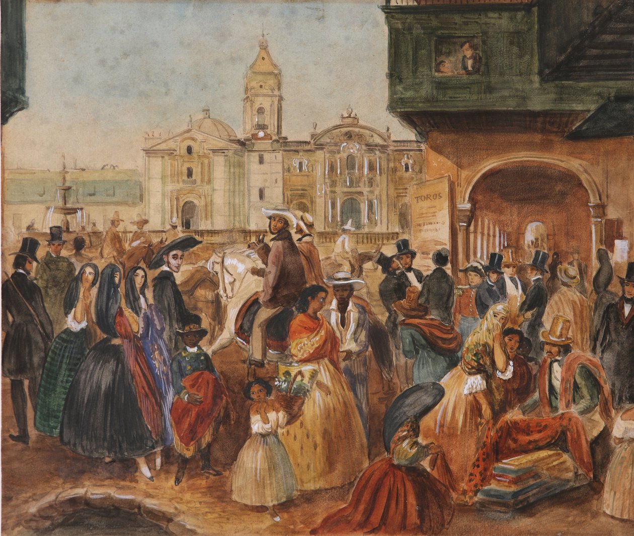 Studium dla Rynku Głównego w Limie autorstwa Johann Moritz Rugendas