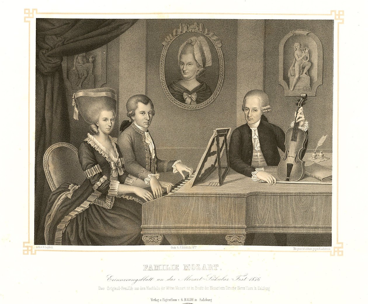 Rodzina Mozartów autorstwa Johann Nepomuk Croce della