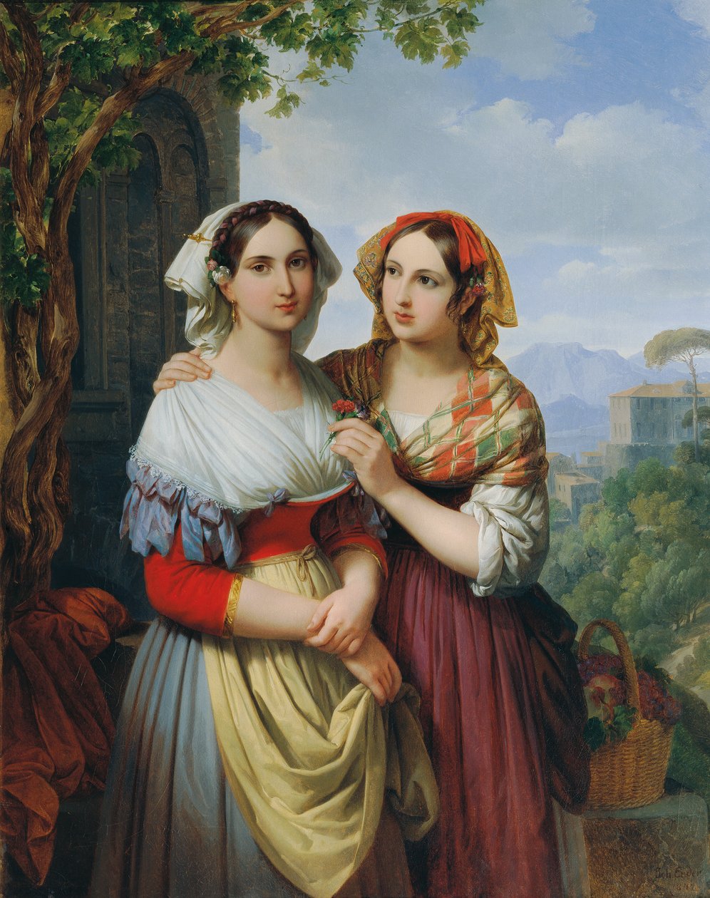 Dwie dziewczyny w krajobrazie autorstwa Johann Nepomuk Ender