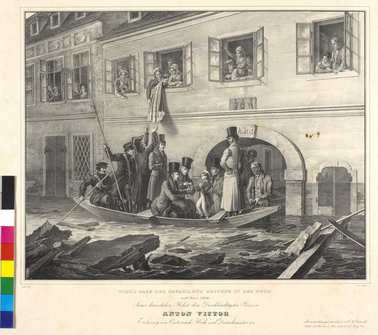 Z wiedeńskiego dnia niebezpieczeństwa i akcji ratunkowej na Noth 2 marca 1830 r. (litografia) autorstwa Johann Nepomuk Hoechle