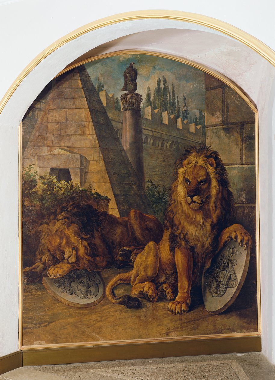 Lew z herbem Habsburgów-Lotaryngii autorstwa Johann Nepomuk Höchle