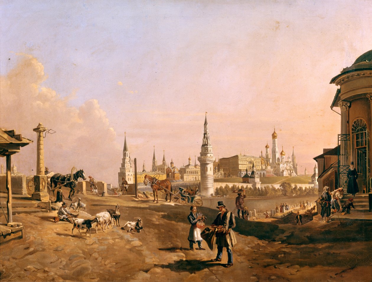 Widok na most Bolshoy Kamenny i Kreml z Zamoskvorechye, 1837 autorstwa Johann Nepomuk Rauch