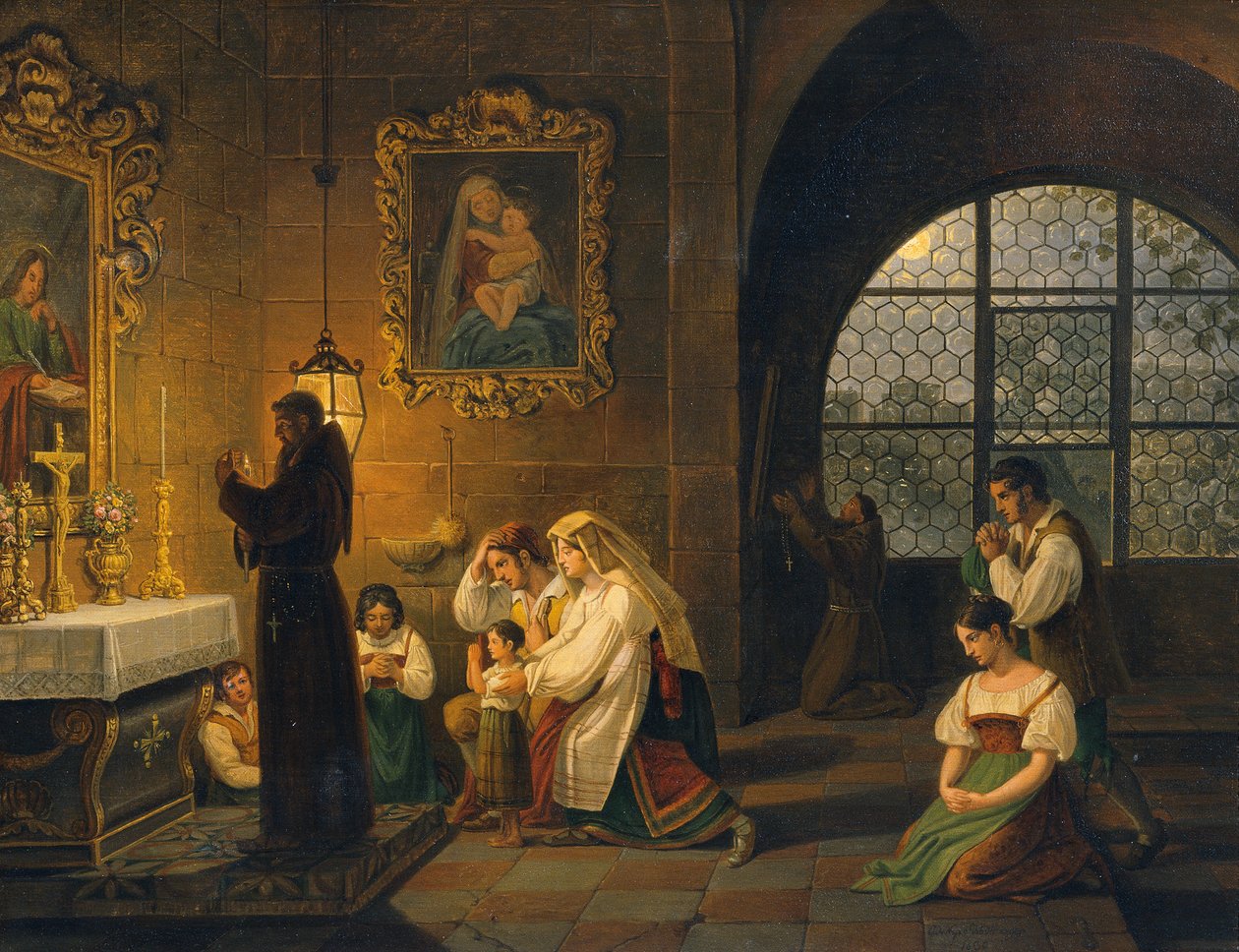 Wnętrze włoskiego kościoła autorstwa Johann Nepomuk Schödlberger