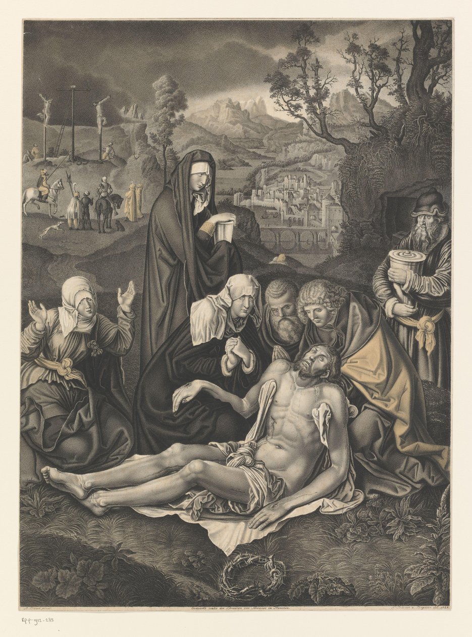 Opłakiwanie Chrystusa Dzieła z kolekcji braci Boisserée (tytuł serii) Galerie des Frères Boisserée (tytuł serii) autorstwa Johann Nepomuk Strixner