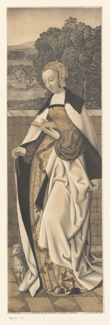 Św. Agnieszka z jagnięciną Dzieła z kolekcji braci Boisserée (tytuł serii) Galerie des Frères Boisserée (tytuł serii) autorstwa Johann Nepomuk Strixner