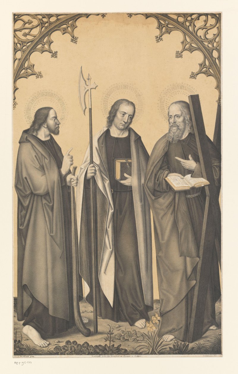 Św. Jakub Młodszy, Mateusz i Andrzej Dzieła z kolekcji braci Boisserée (tytuł serii) Galerie des Frères Boisserée (tytuł serii) autorstwa Johann Nepomuk Strixner