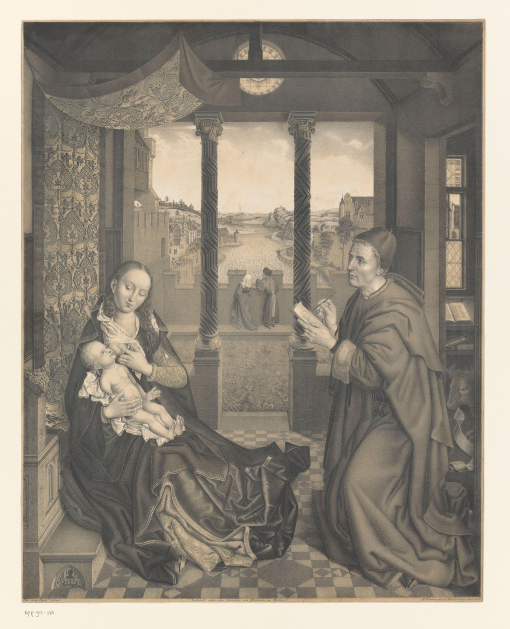Święty Łukasz rysuje Maryję z dzieckiem Dzieła z kolekcji braci Boisserée (tytuł serii) Galerie des Frères Boisserée (tytuł serii) autorstwa Johann Nepomuk Strixner
