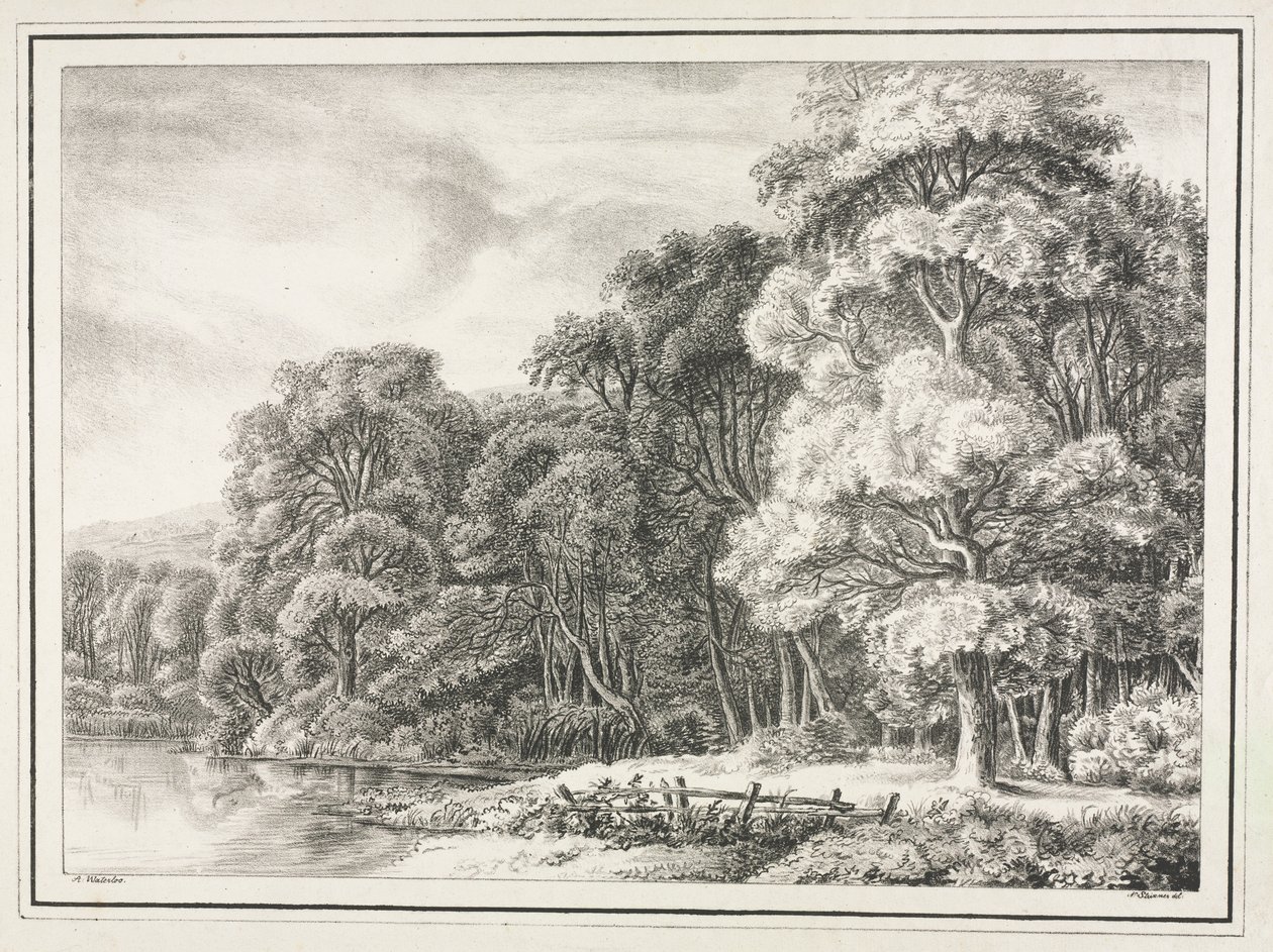Leśna sceneria z jeziorem autorstwa Johann Nepomuk Strixner