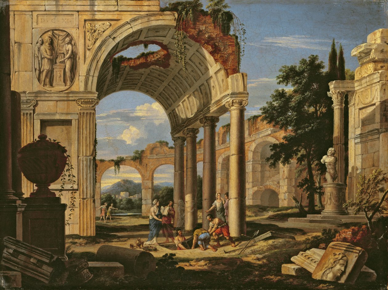 Krajobraz z ruinami, 1673 autorstwa Johann Oswald Harms