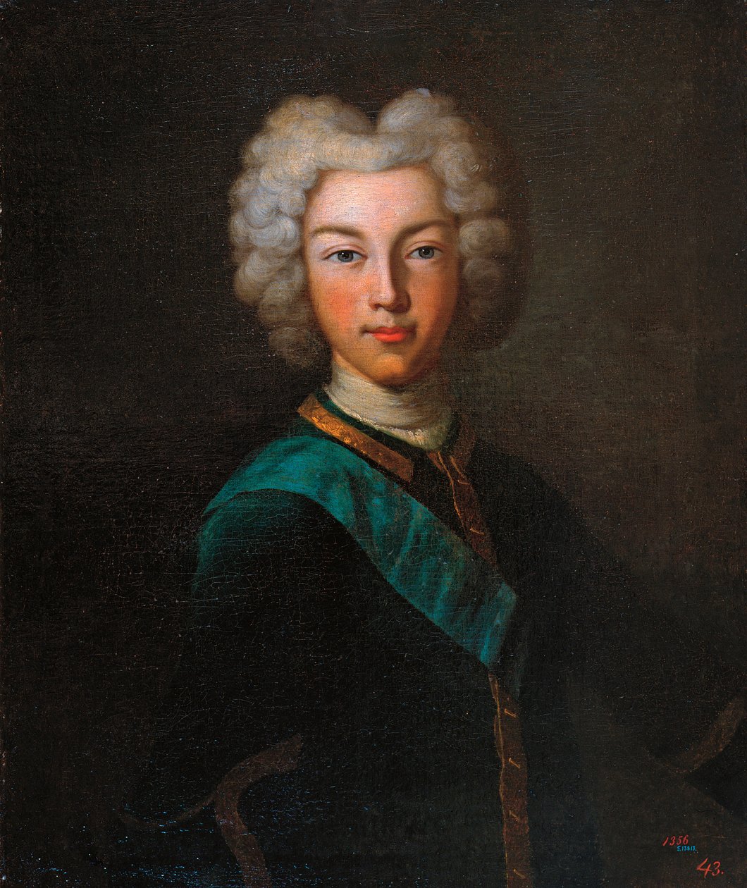 Portret cara Rosji Piotra II (Portret cara Rosji Piotra II) - Obraz Johanna Paula Lueddena (Ludden) (?-1739), olej na płótnie, koniec 1720 - Państwowe Muzeum na świeżym powietrzu Pałac Pawłowsk , Sankt Petersburg ( Rosja) autorstwa Johann Paul (d.1739) Luedden