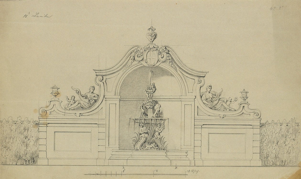 Fontanna w brzoskwiniowym ogrodzie Górnego Belwederu autorstwa Johann Peter Krafft