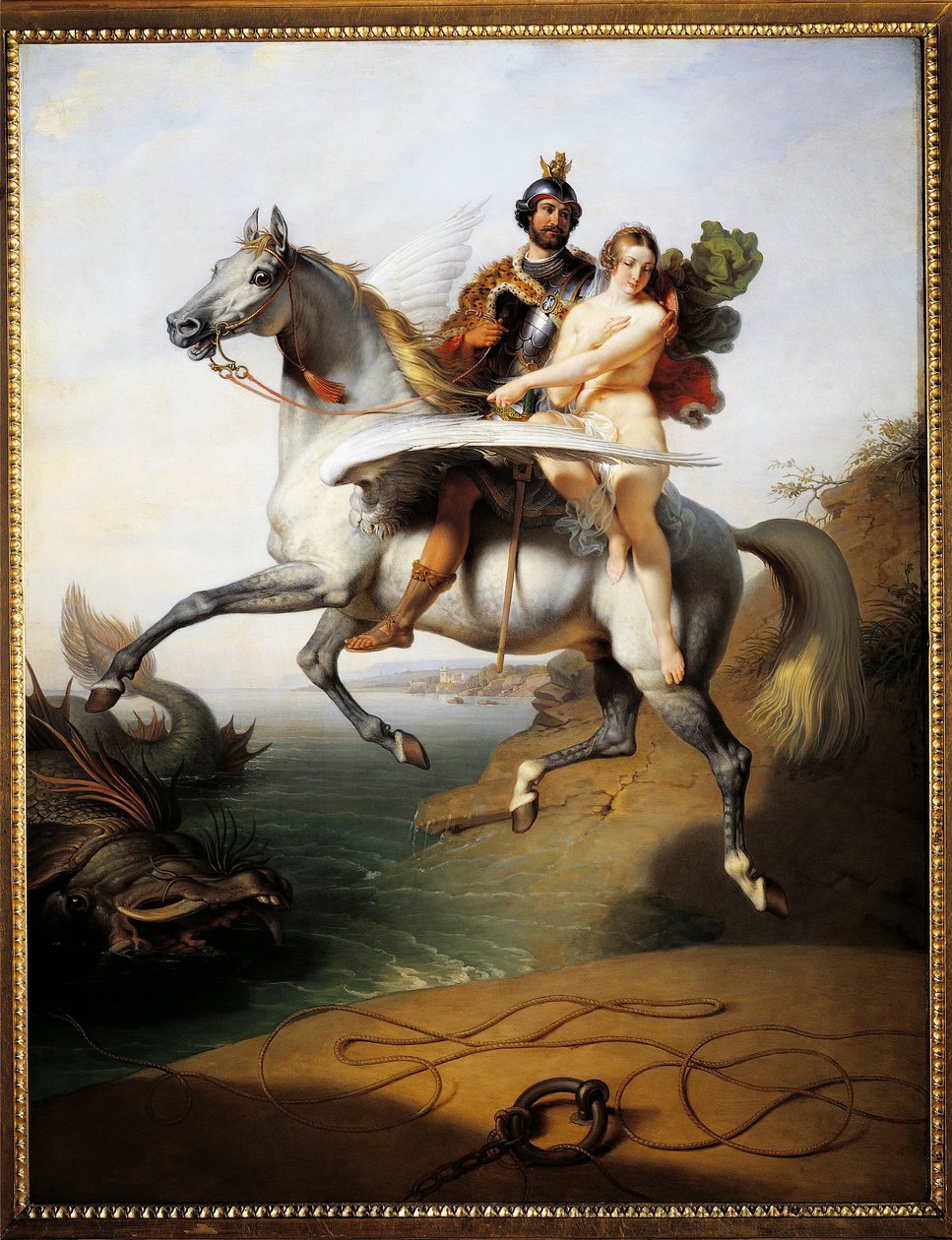 Ruggero i Angelica dosiadają hipopazura (z Orlando furioso) autorstwa Johann Peter Krafft