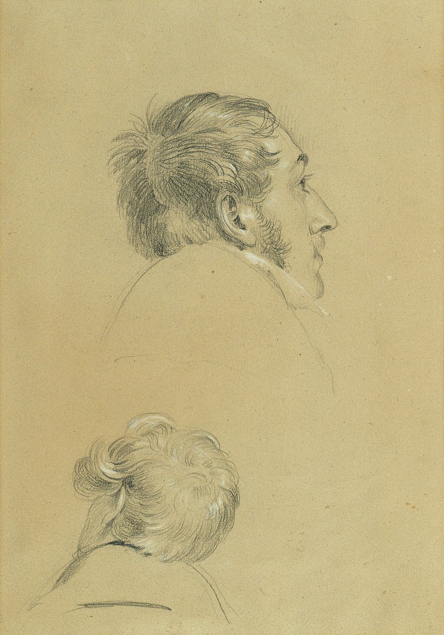Dwa studia głowy do „Powrotu cesarza Franciszka z Pressburga” autorstwa Johann Peter Krafft
