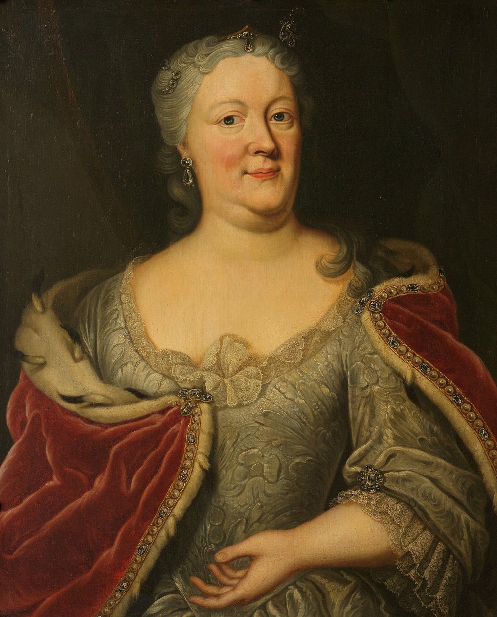 Portret Marii Louisy van Hessen-Kassel, zwanej Maaike-Meu. Wdowa po Stadtholder Friesland John Willem Friso, książę Orange-Nassau autorstwa Johann Philipp Behr