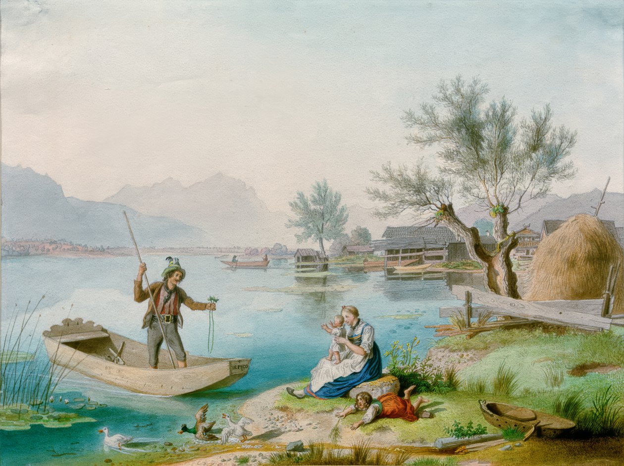 Rodzina rybaka w Chiemsee autorstwa Johann Philipp Heinel
