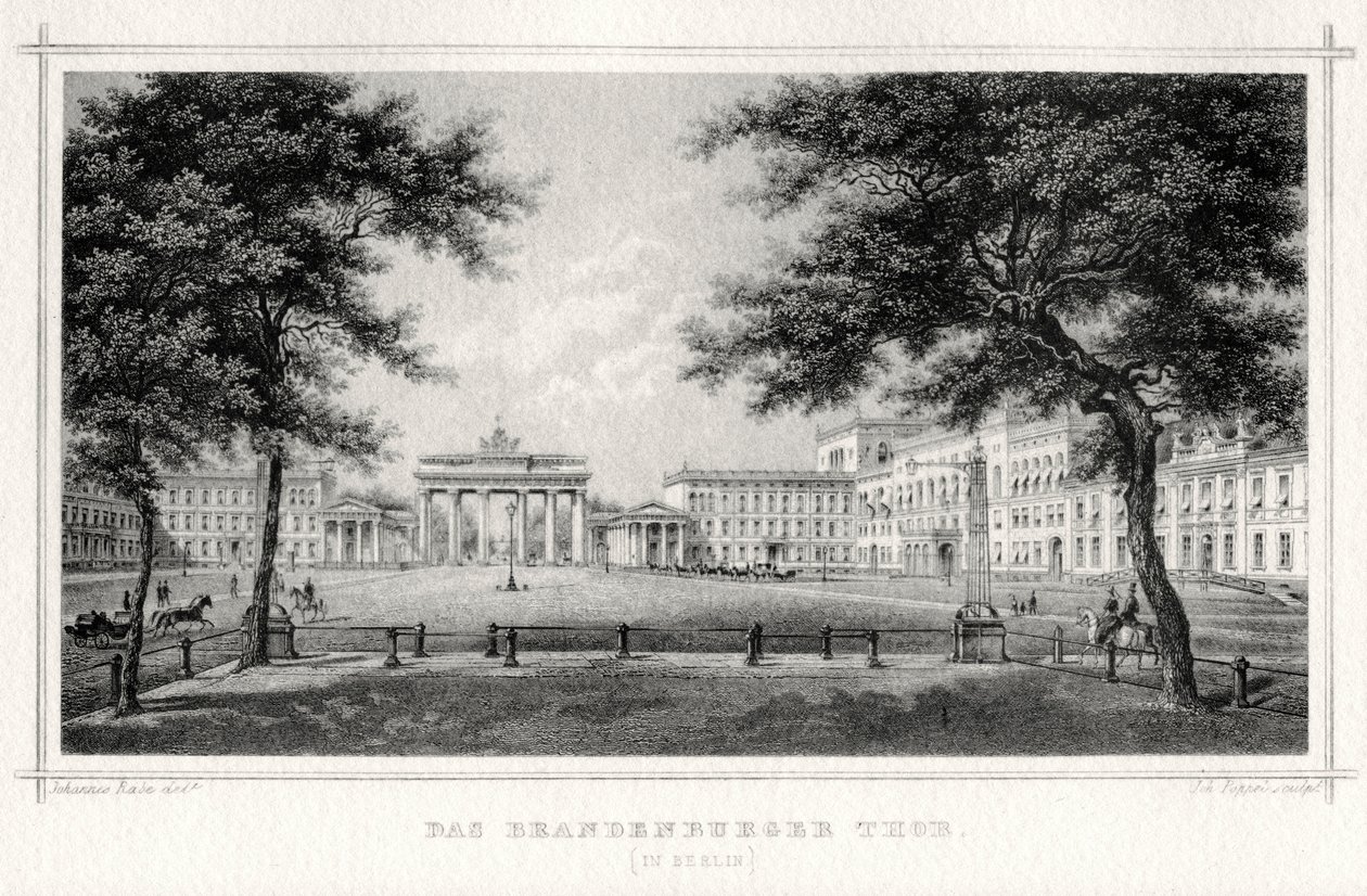 Brama Brandenburska, Berlin, XIX wiek. autorstwa Johann Poppei