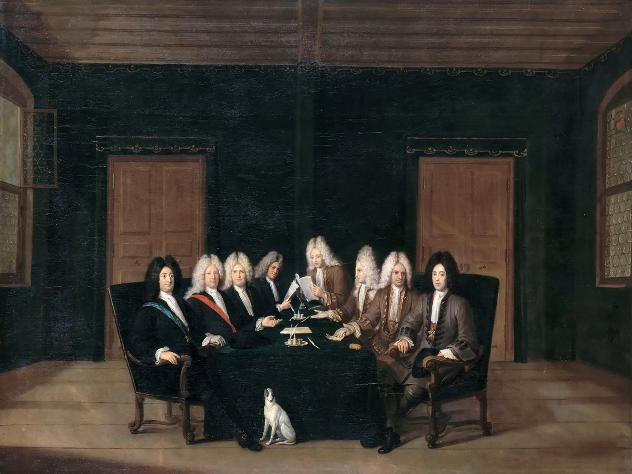 Wysłannicy kongresu pokojowego w Badenii 7 września 1714 r. autorstwa Johann Rudolf Huber